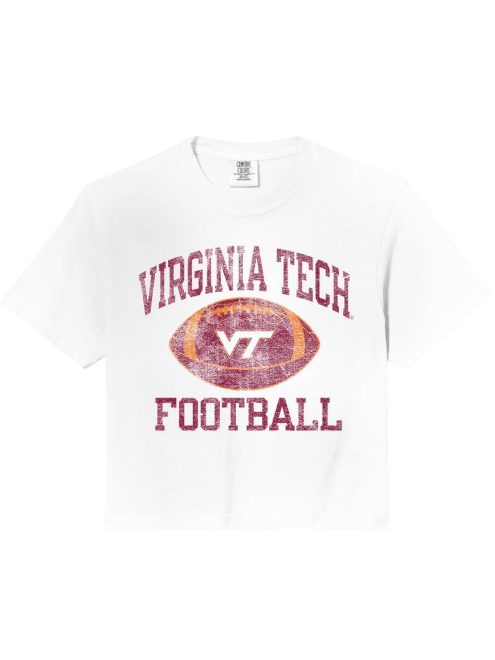 Vintage White Comfort Colors Crop Top - Virginia Tech Hokies Football Fan Tee